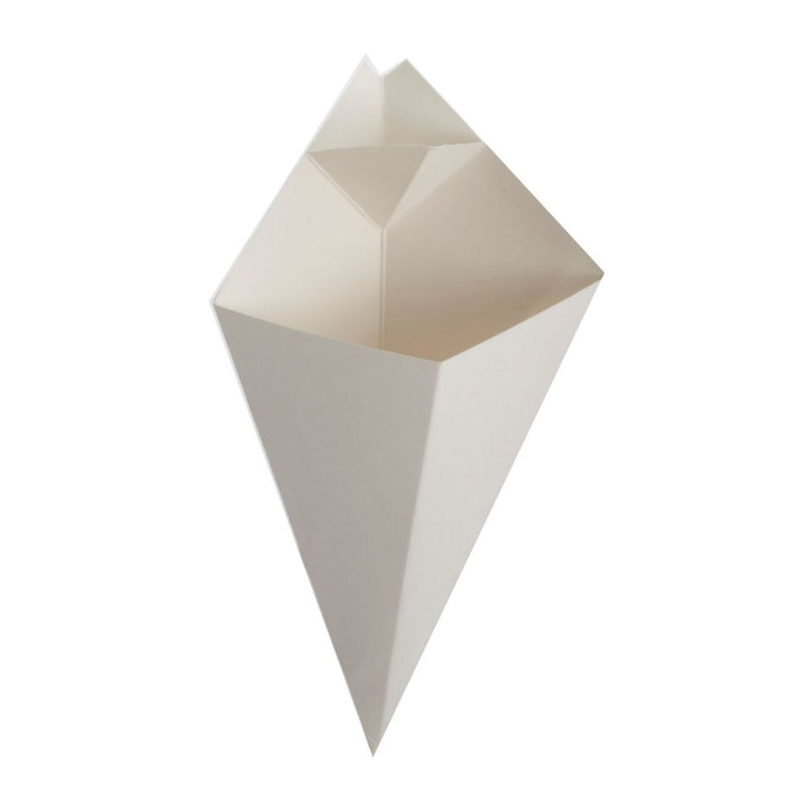 15 oz. White Square Cardboard Fry Cone ( 500 Pieces / Case )