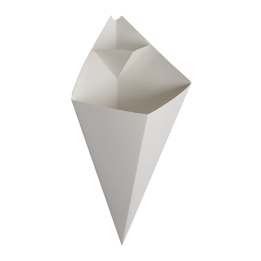 20 oz. White Square Cardboard Fry Cone ( 500 Pieces / Case )