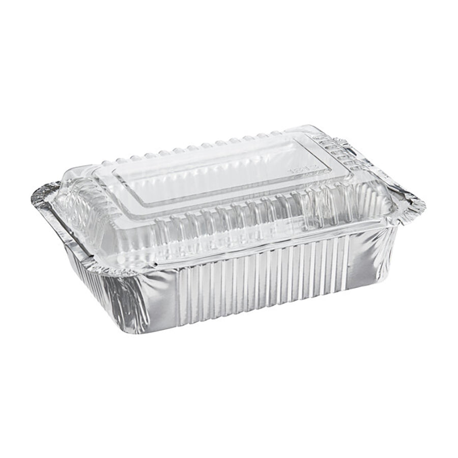 1 1/2 lb. Oblong Deep Foil Take-Out Container with Dome Lid - 250/Case