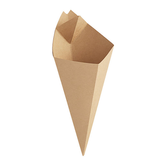 10 oz. Kraft Square Cardboard Fry Cone ( 500 Pieces / Case )