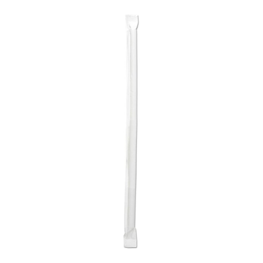7 3/4" Jumbo Clear Wrapped Straw ( 12000 Pieces / Case )