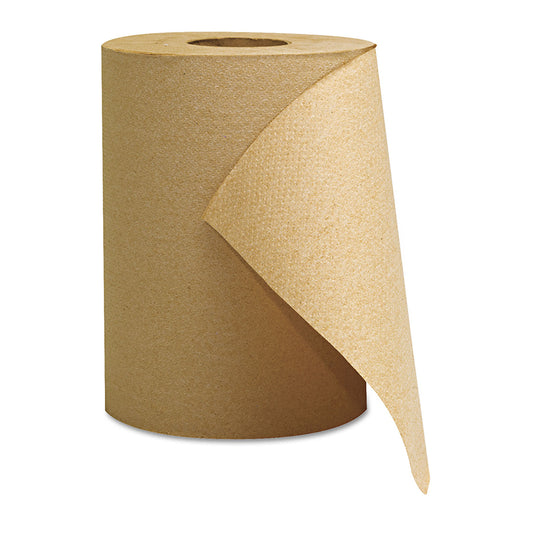 8" Natural Kraft Hardwound Paper Towel with 8" Diameter, 800 Feet / Roll - 6/Case